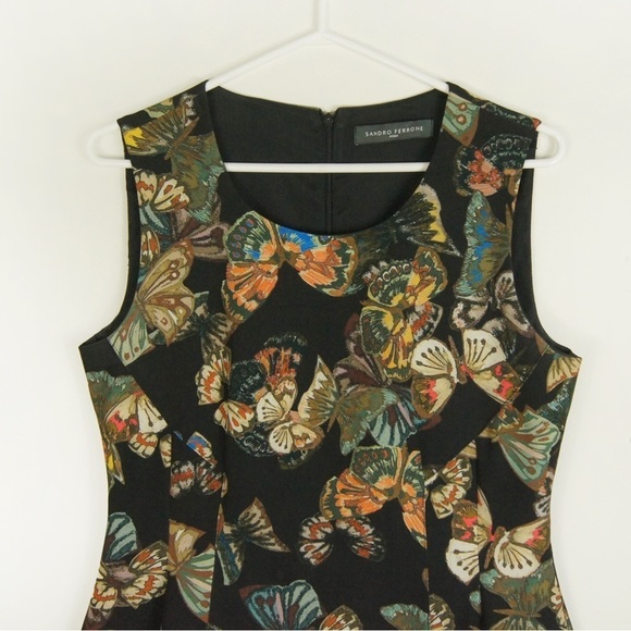 SANDRO FERRONE Black Spring Summer Butterfly Midi  Dress - Picture 9 of 13